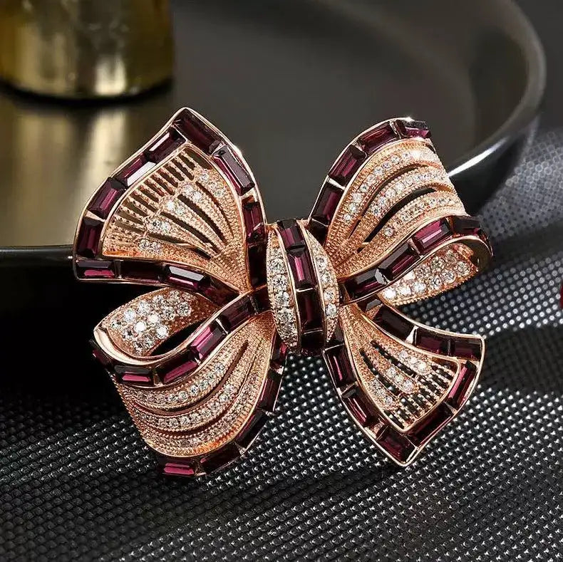 Luxury Purple Alloy Bow Brooch With High-end Feel - Lootquake