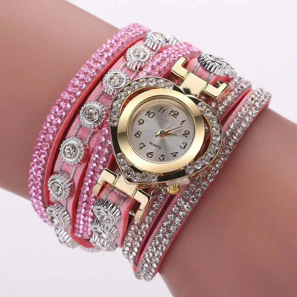 Colorful Bracelet Watch, Heart Shaped With Diamond Dials - Lootquake