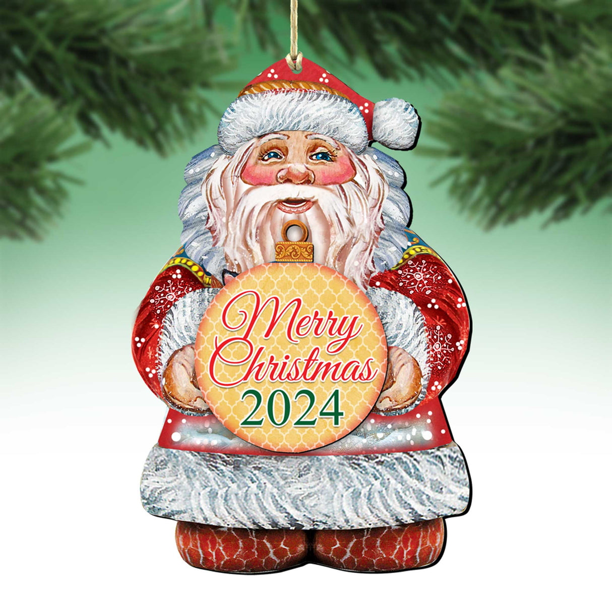 Adornos navideños de madera de G. Debrekht (fecha 2024) - Decoración navideña de Papá Noel y muñeco de nieve - 8117810-MC-D24