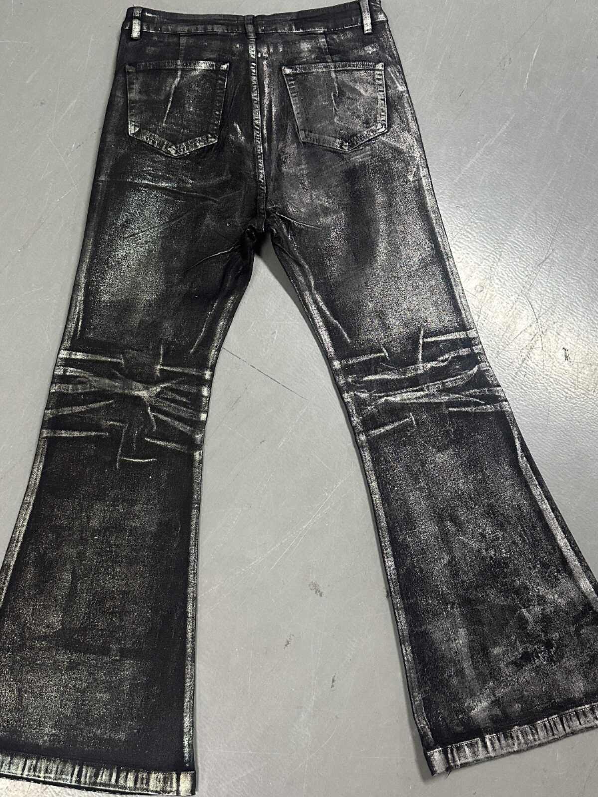 Two-color Bronzing Brush Wax Wash Distressed Micro-elastic Horn Jeans For Men - Lootquake