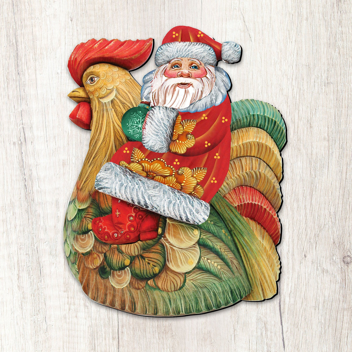 Santa Rooster Christmas Door Decor by G. DeBrekht - Christmas Santa Snowman Decor - 8111340H