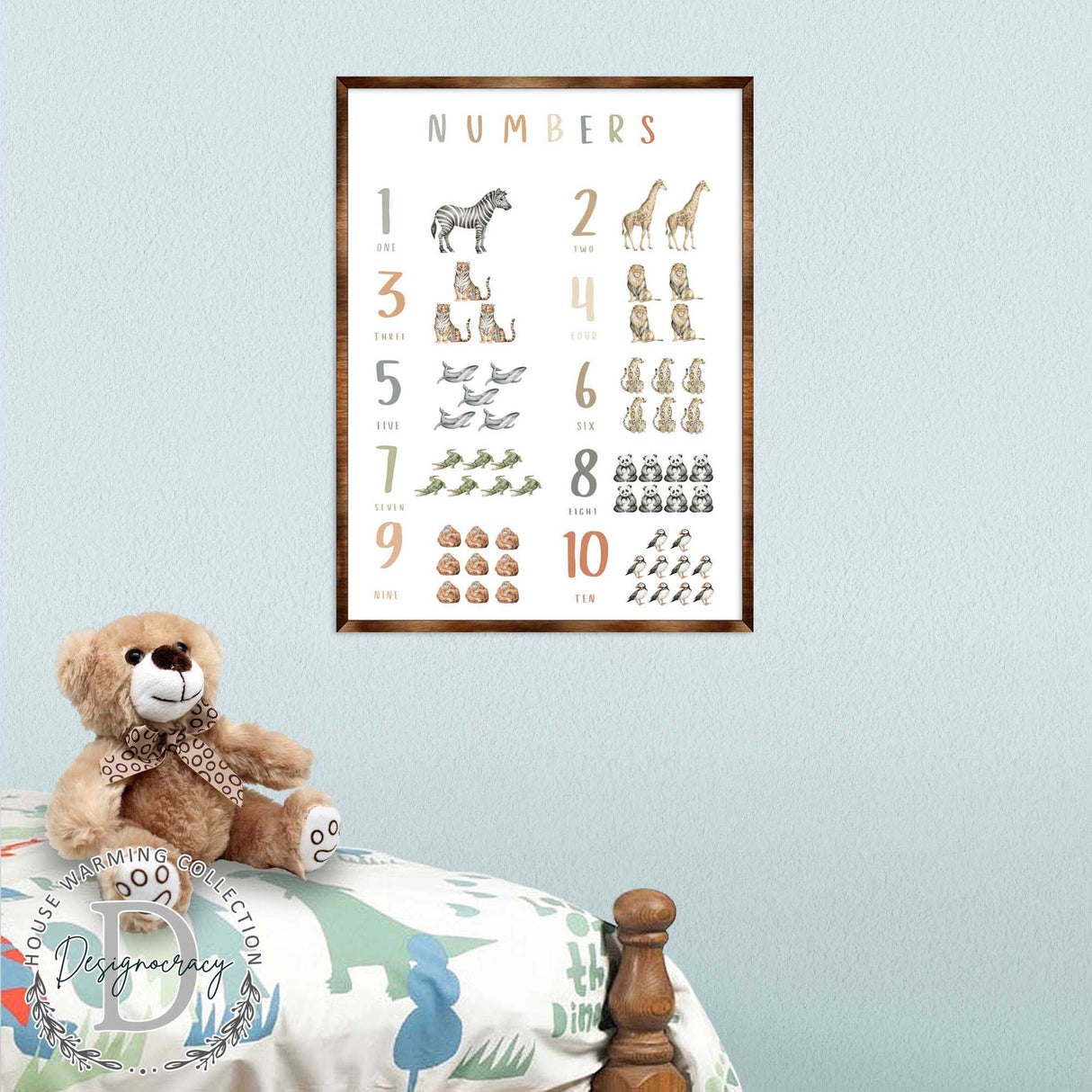 Nature Number Wall Decor - ABC 123 Kids - Homeschool I Educational Poster - Art for kids - Alphabet - Wooden Classroom Decor - 310213