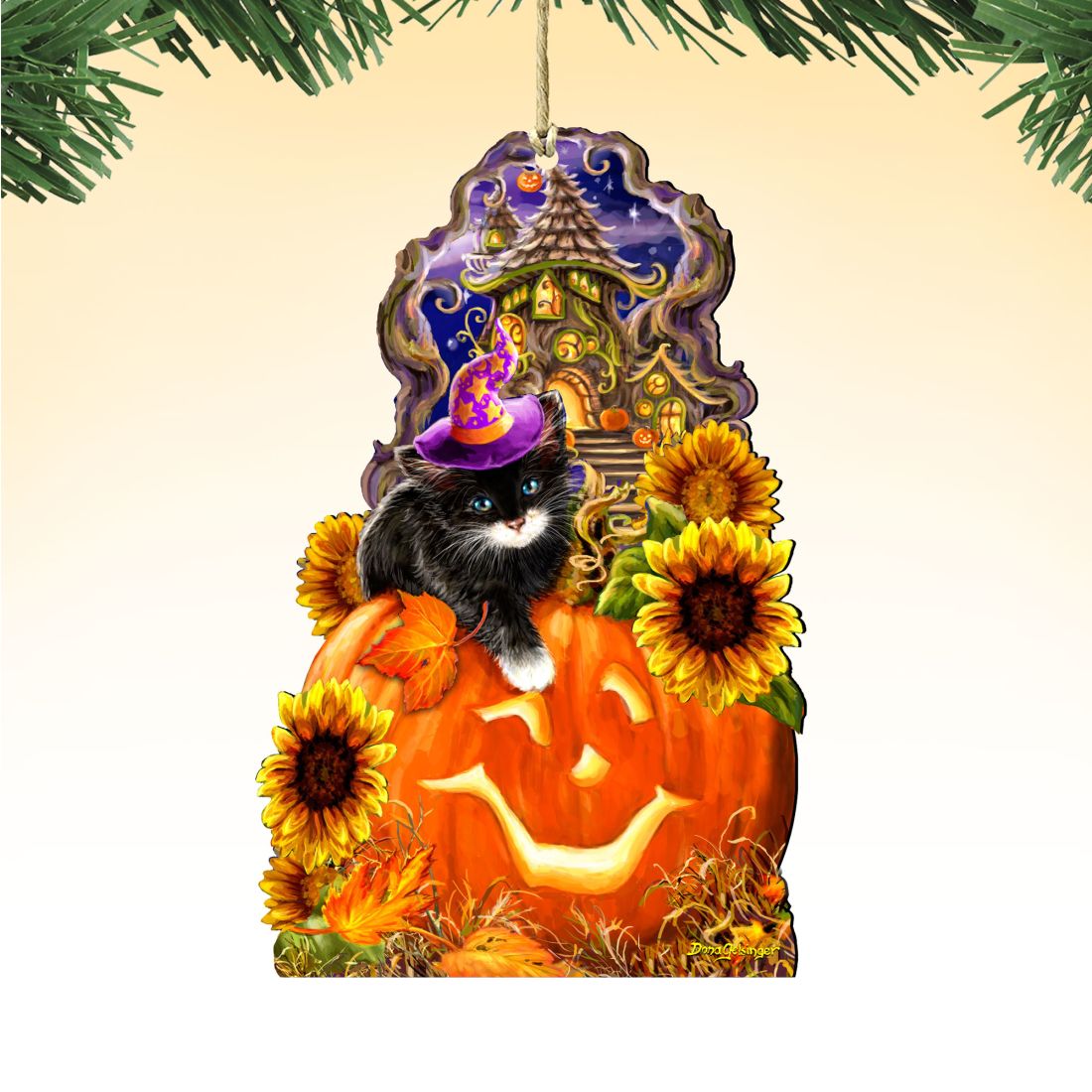 Halloween Kitten Wooden Ornaments by Gelsinger - Thanksgiving Halloween Decor - 8461066-DG