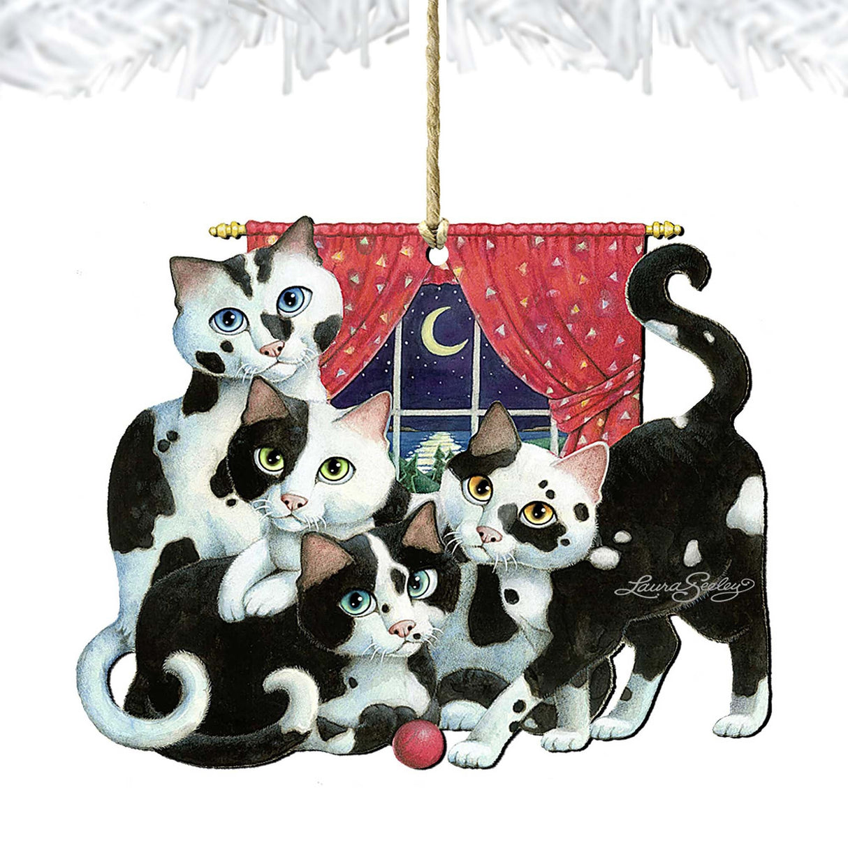 Cookies and Cream Wooden Ornaments Pets - Tree Ornament by Laura Seeley - Pets Dog and Cats Decor - 8512053-LS