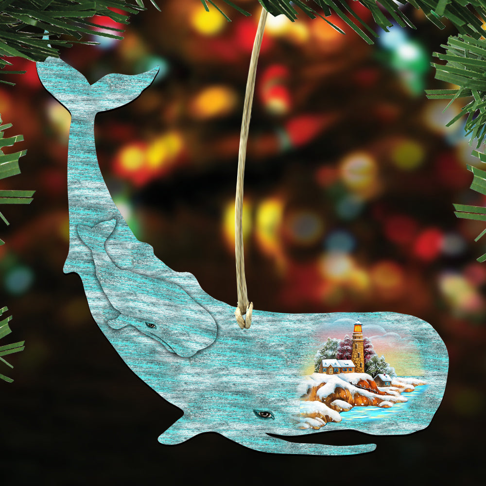 Coastal Wooden Ornaments-Whale,Shark,Pelican-Set of 3 by G. DeBrekht - Coastal Holiday Decor - 8100047S3