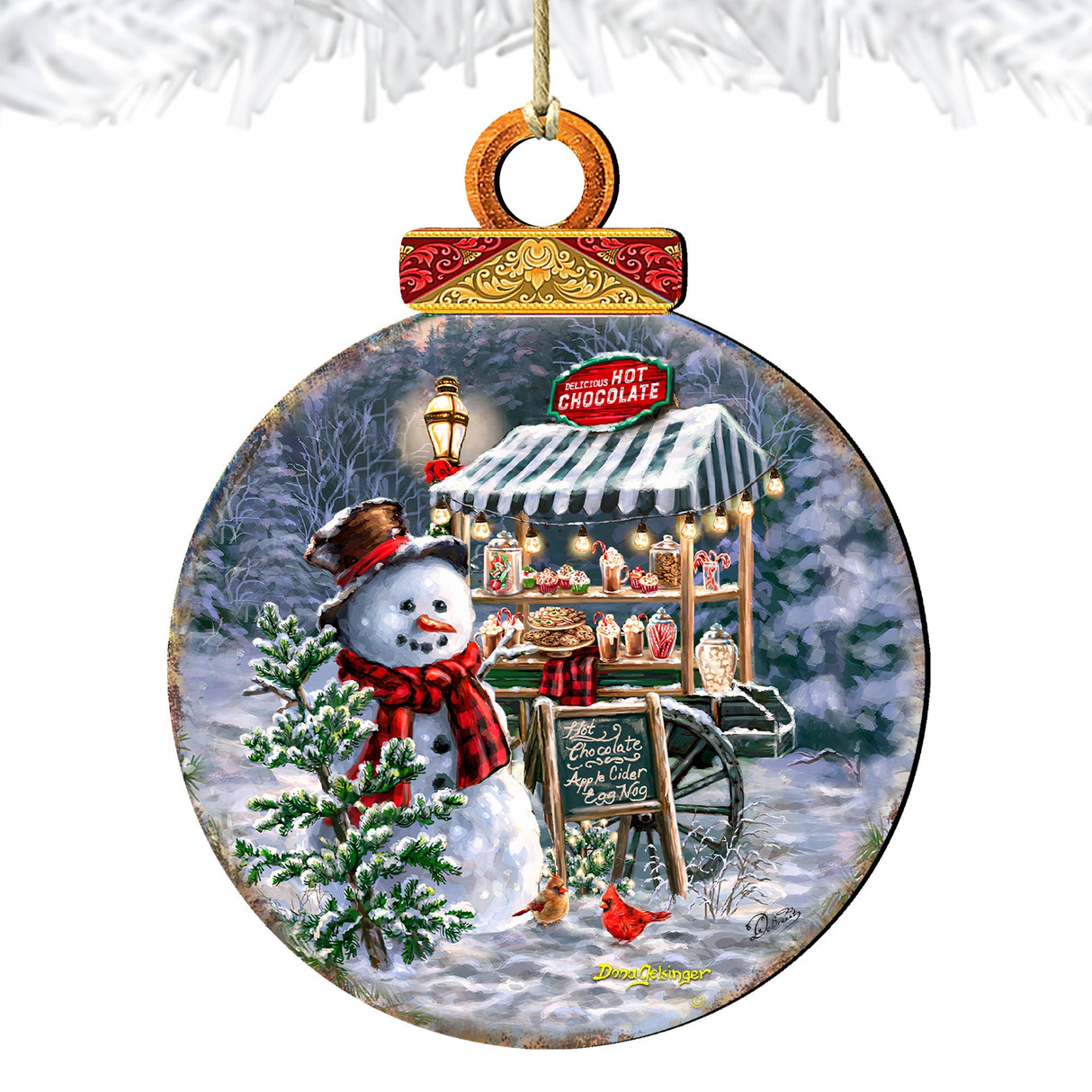 Hot Chocolate Stand - Frosty Fun Wooden Ornaments by D. Gelsinger Christmas Santa Snowman Decor - 8611087-DG