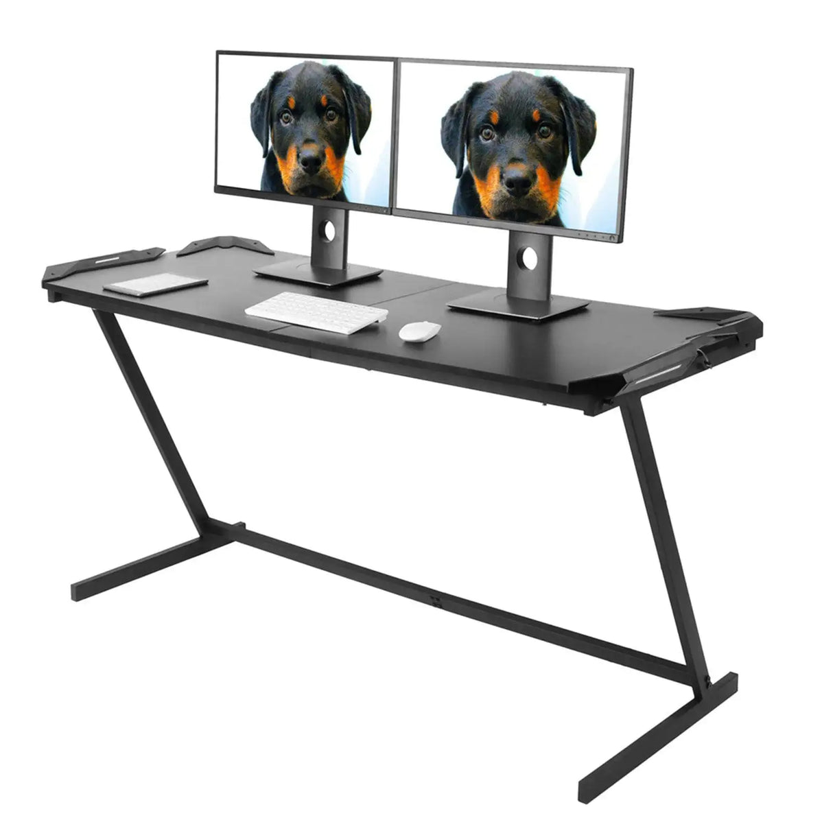 Z Shaped Large Computer Table PC Gaming Desk with RGB LED Light Home Furniture Gaming Supplies - Lootquake