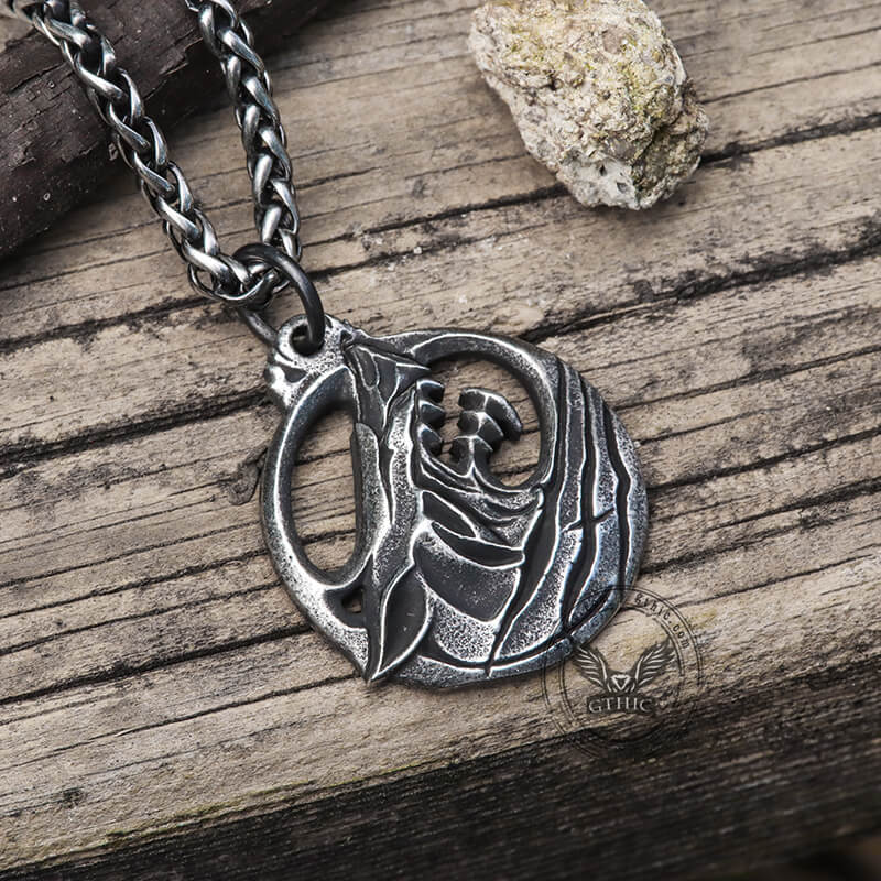 Colgante de acero inoxidable con forma de lobo Fenrir