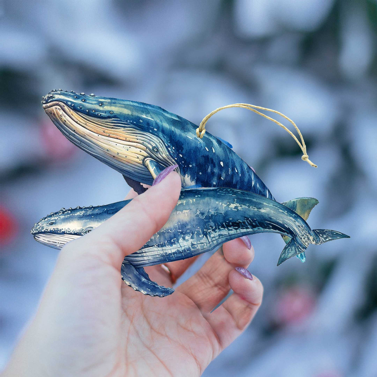 Alaskan Whale and Orca Wooden Ornaments Set of 2 by G. Debrekht - Wildlife Holiday Decor - 8091323S5