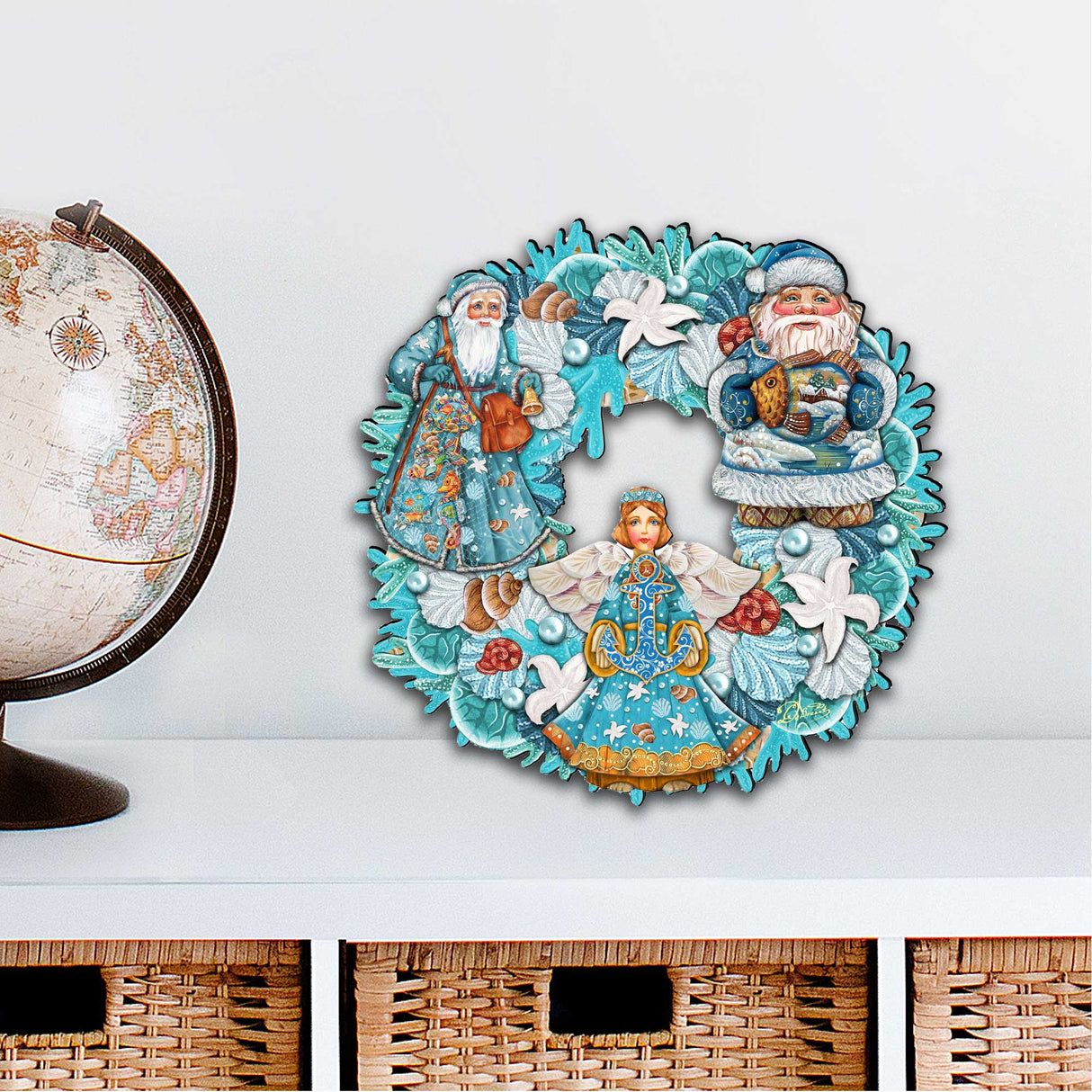 Coastal Sea Treasure Holiday Door Wreath by G. DeBrekht - Coastal Holiday Decor - 8185306-4H