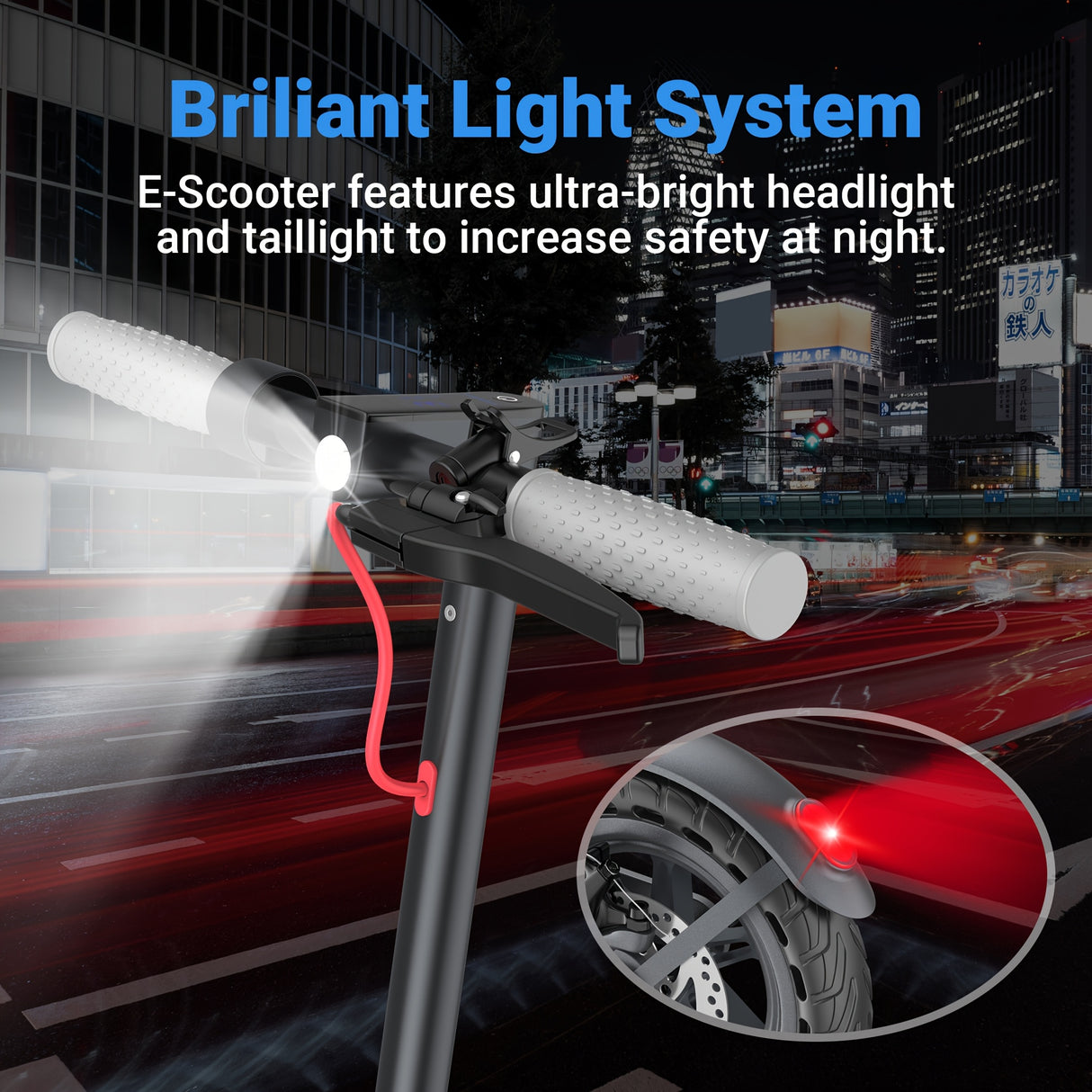 LADPED LP80 350W Foldable Electric Scooter for Adults & Teens, 8.5" Anti-skid Solid Tires, 19 Mile Range, 19MPH &3 Speed Modes, LCD Display, Puncture-Resistant, with Headlight & Taillight - Perfect for Commuting, Campus, And