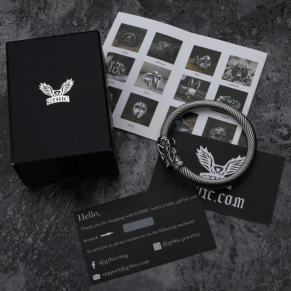 Pulsera vikinga de acero inoxidable con dragones ardientes