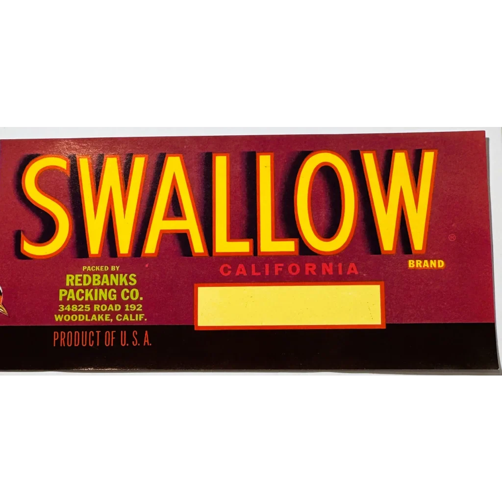 Fly Back to the 60s with Redbanks Packing Swallow Crate Label