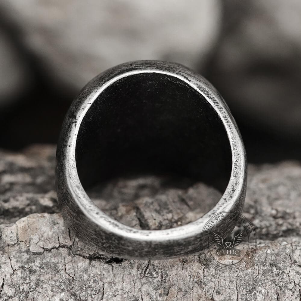 Anillo de la suerte de acero inoxidable con trébol de cuatro hojas