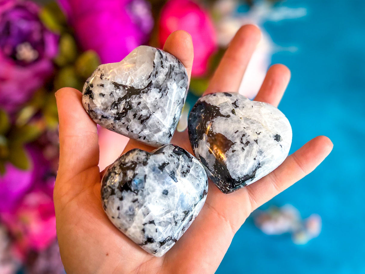 Rainbow Moonstone Hearts