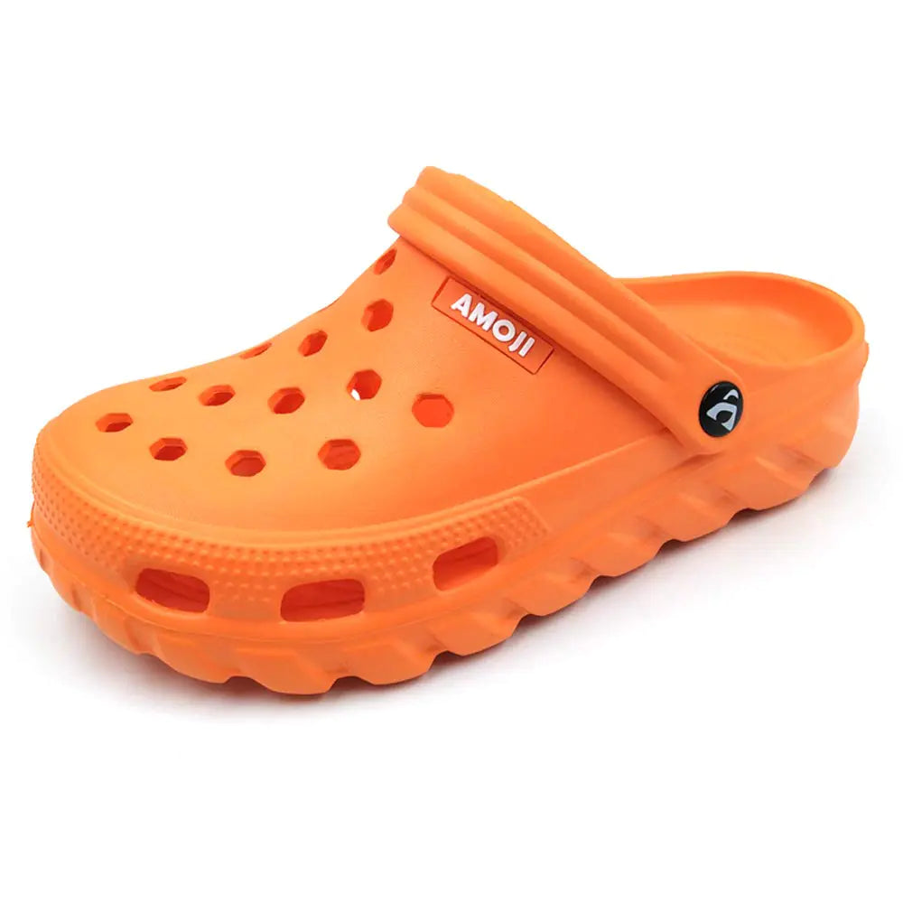 Amoji Garden Clogs Shoes Garden Shoes Outdoor Slippers Gardening Shoes Summer Water Clogs Yard Shoes Adult Male Female AA1521 Orange Size 10 Women/9 Men - Lootquake