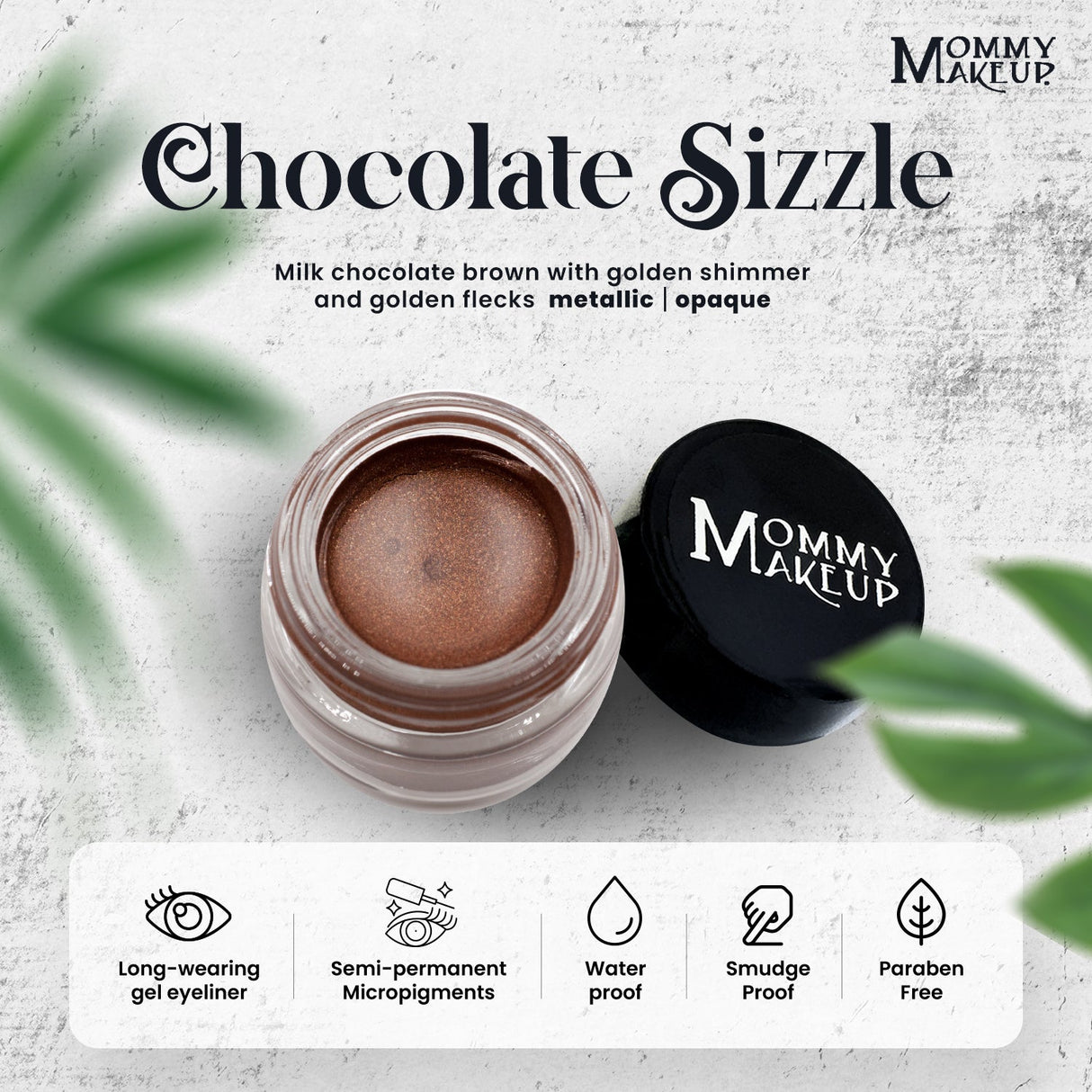 Delineador de ojos en gel resistente al agua Chocolate Sizzle Stay Put con micropigmentos