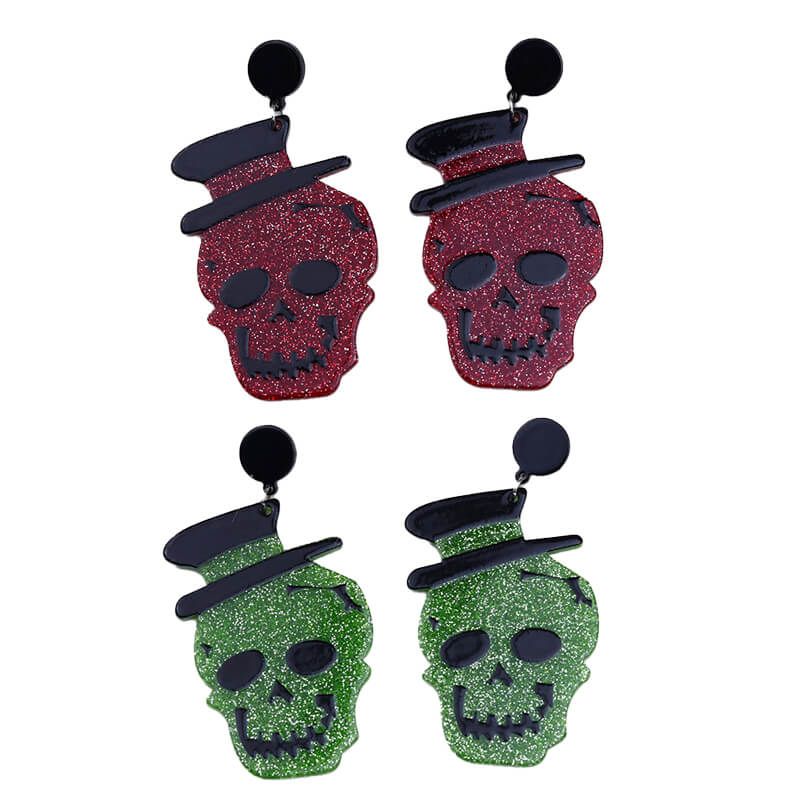 Pendientes acrílicos de calavera de caballero