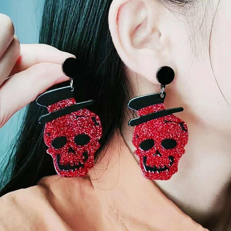 Pendientes acrílicos de calavera de caballero