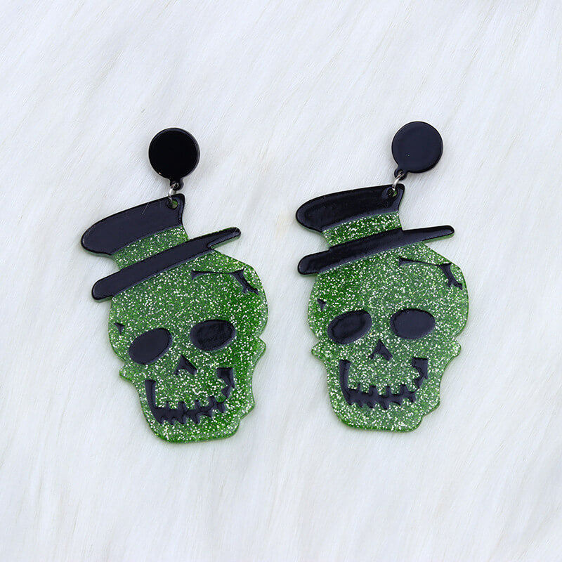 Pendientes acrílicos de calavera de caballero
