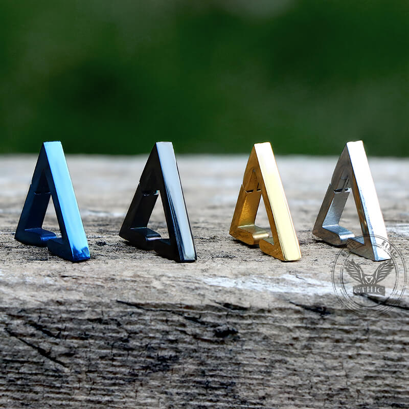 Puños de oreja de acero inoxidable con forma de triángulo geométrico