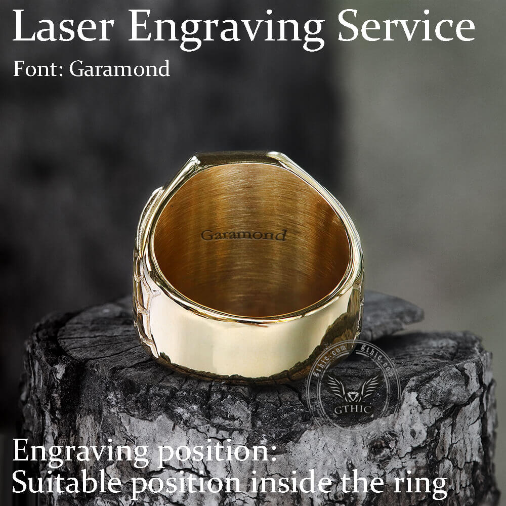 Anillo masónico de acero inoxidable bañado en oro