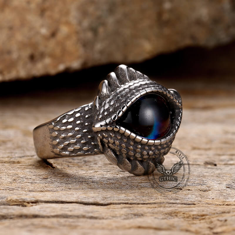 Anillo gótico de acero inoxidable con diseño de ojo malvado