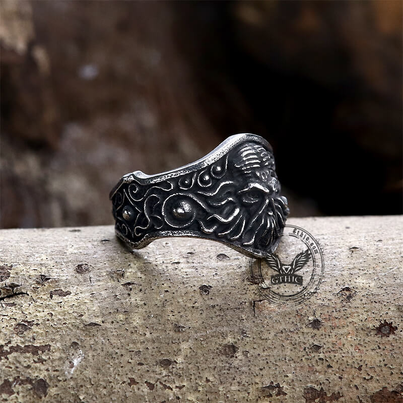 Anillo Cthulhu de acero inoxidable con forma de pulpo gótico