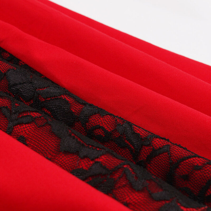 Vestido gótico de patchwork con cordones en color liso