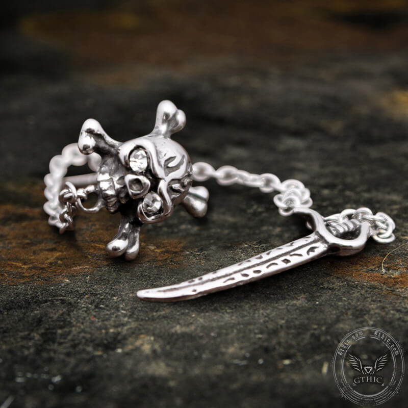 Pendientes de acero inoxidable con forma de calavera y espada gótica