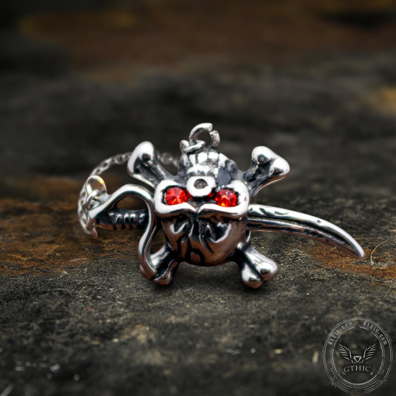 Pendientes de acero inoxidable con forma de calavera y espada gótica