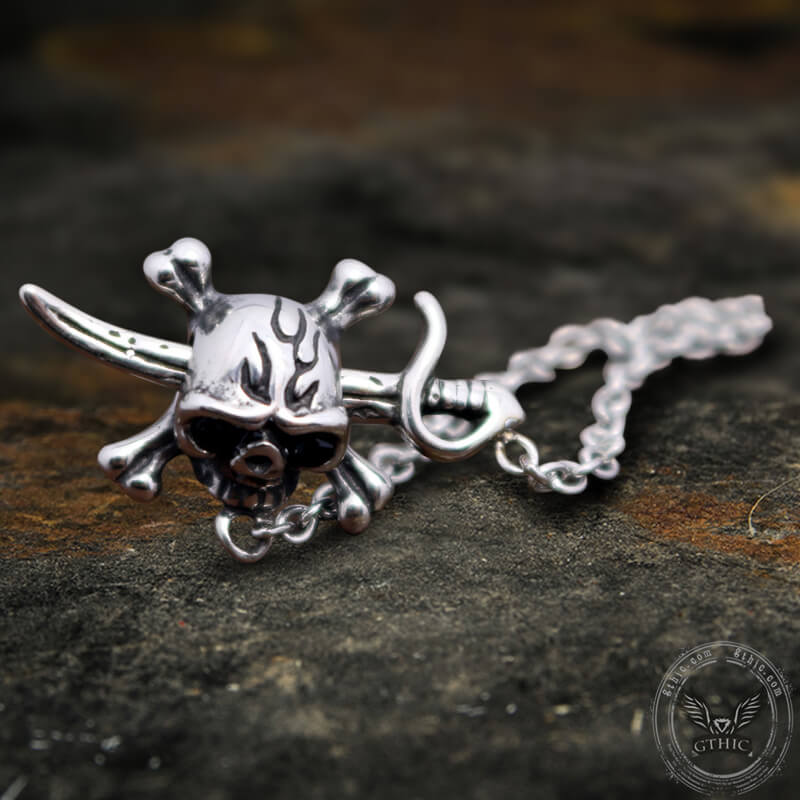 Pendientes de acero inoxidable con forma de calavera y espada gótica