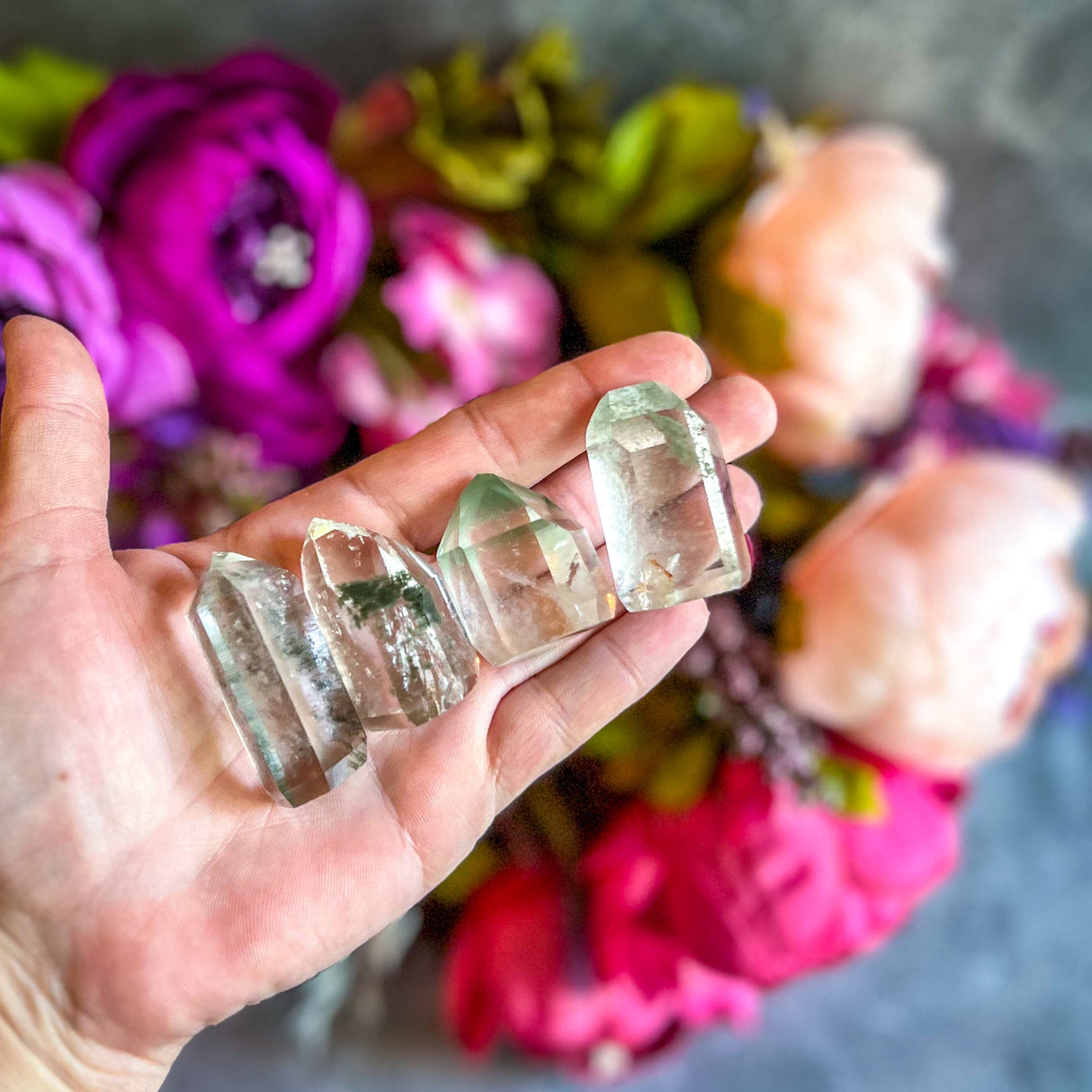 Chlorite Included Clear Quartz Towers