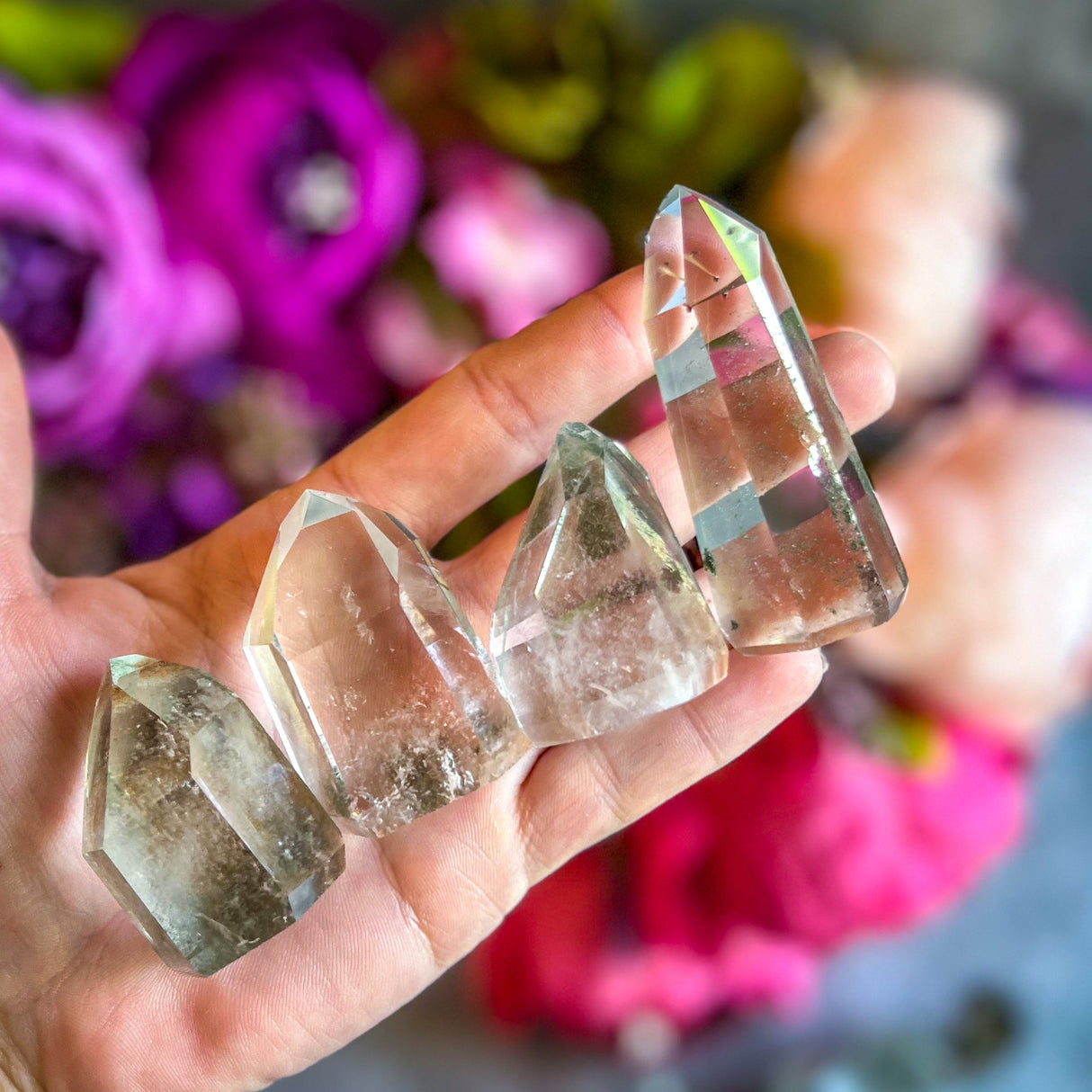 Chlorite Included Clear Quartz Towers