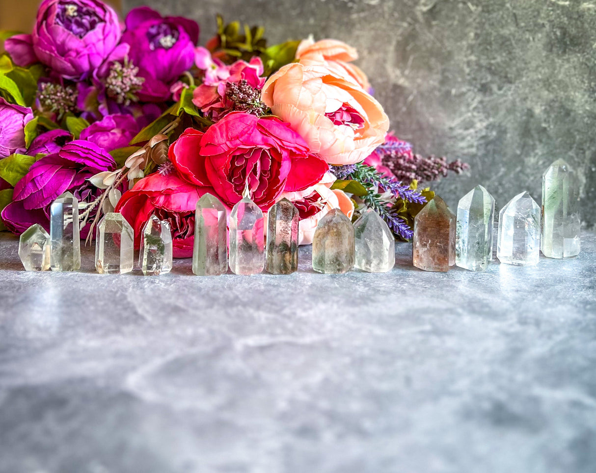 Chlorite Included Clear Quartz Towers