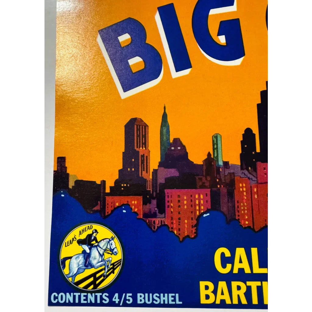 Groovy 1960s Big City Bartlett Pears Crate Label from West Sacramento