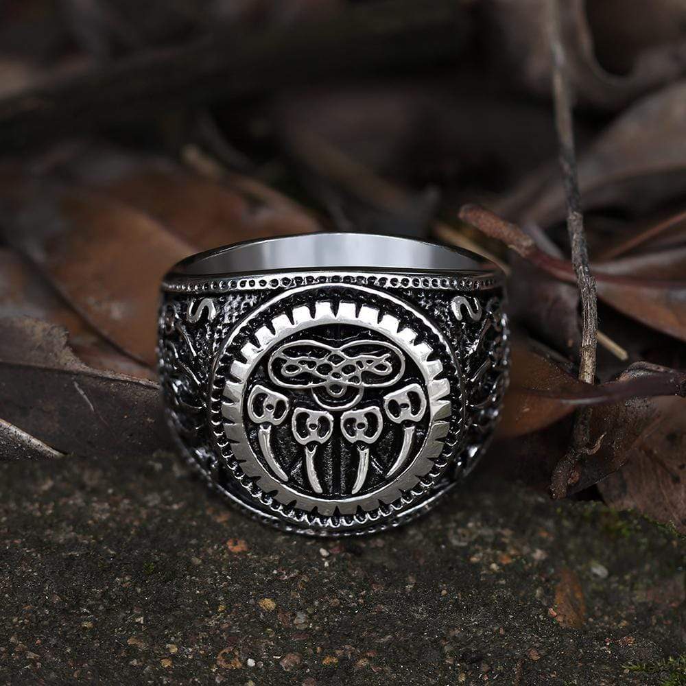 Anillo vikingo de acero inoxidable con garra de oso