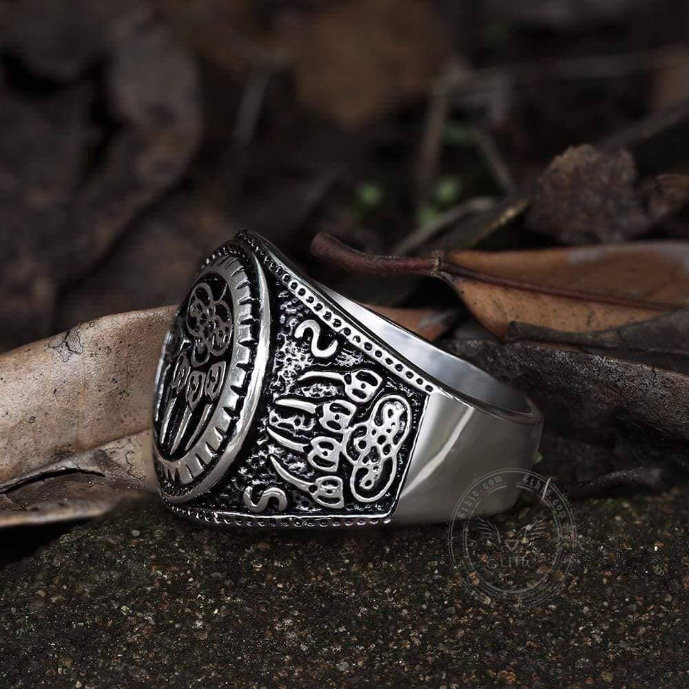 Anillo vikingo de acero inoxidable con garra de oso
