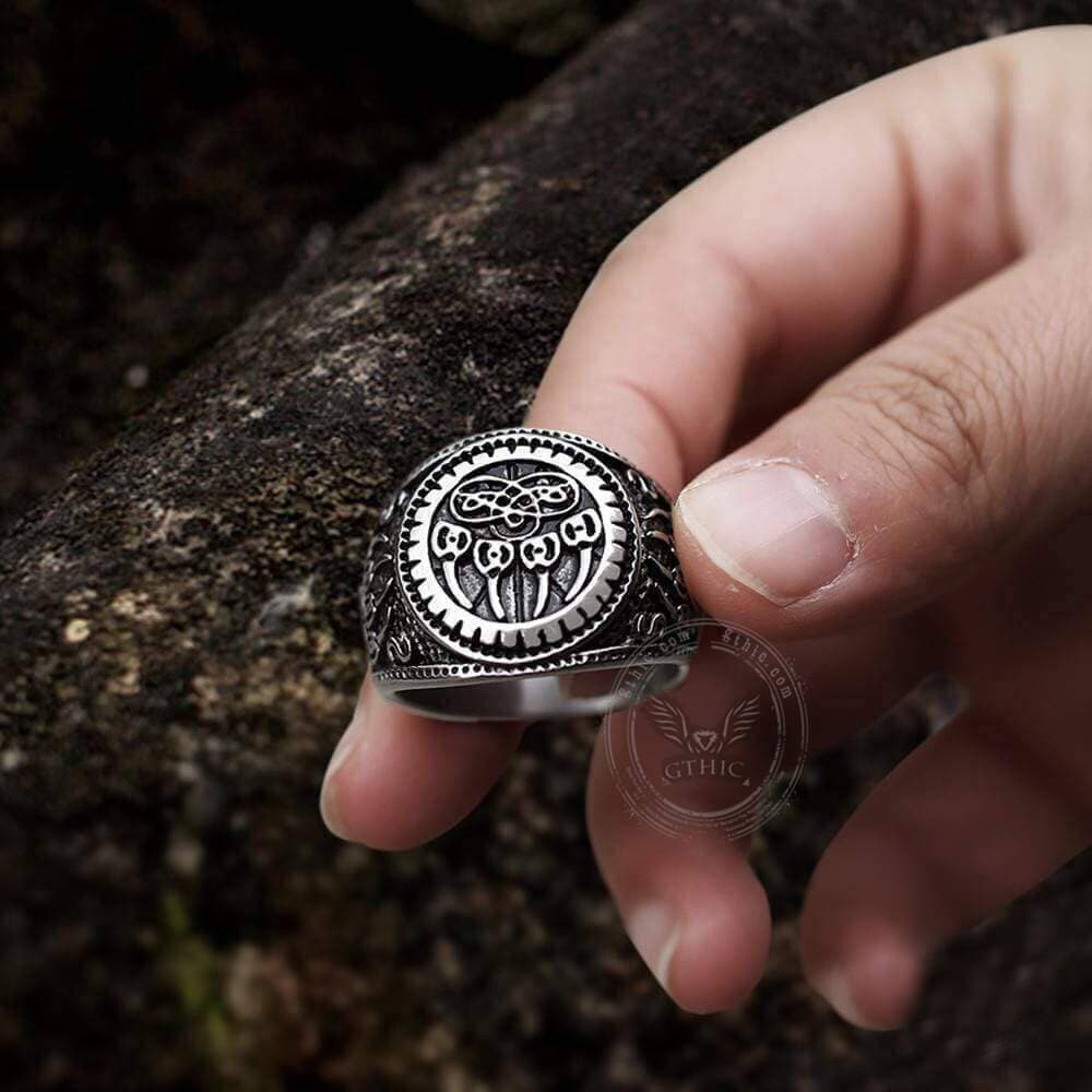Anillo vikingo de acero inoxidable con garra de oso