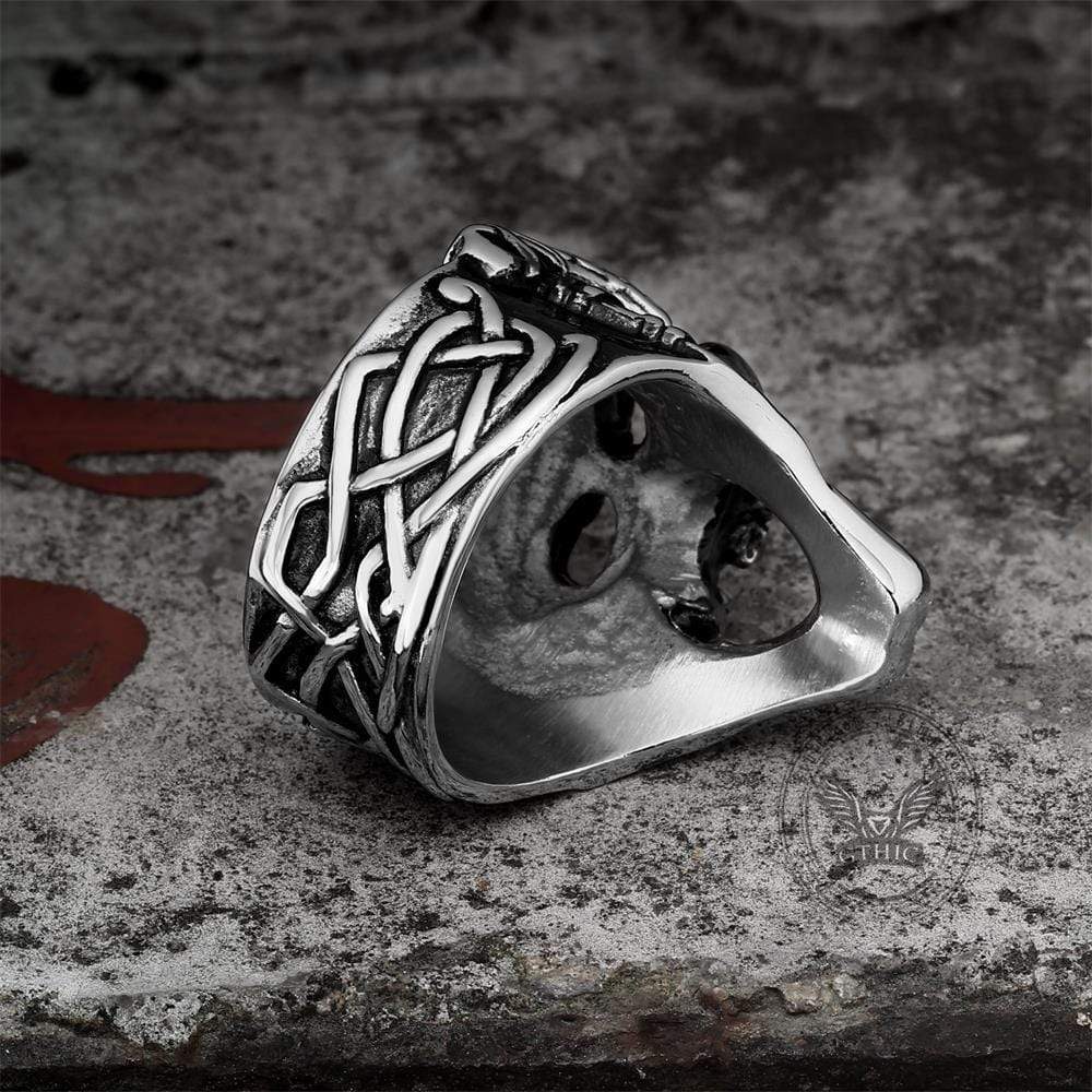 Anillo de calavera vikinga de acero inoxidable Berserker