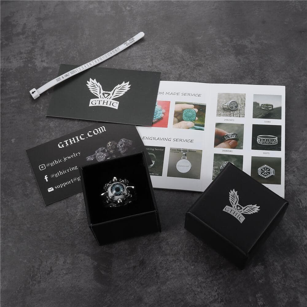 Greek Evil Eye Stainless Steel Skull Ring