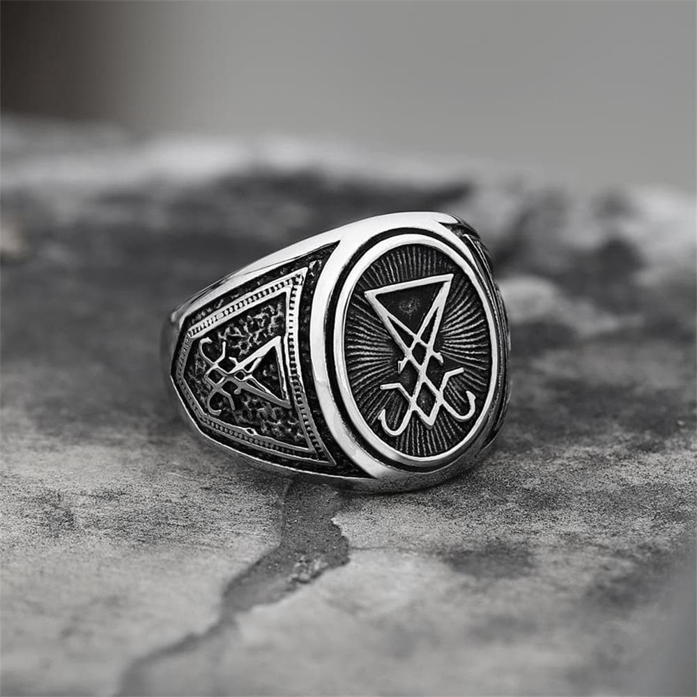 Anillo de acero inoxidable con el sello de Lucifer de GTHIC
