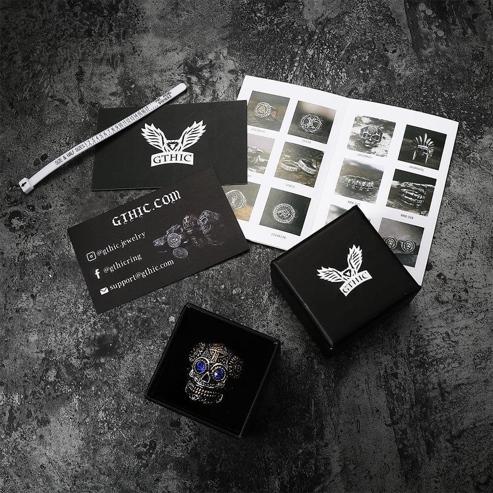 Anillo de calavera de azúcar de acero inoxidable Kapala