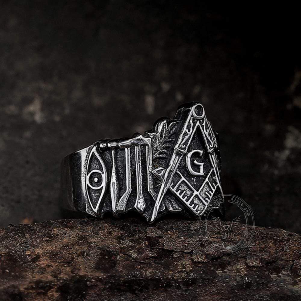 Classic Masonic Symbol Stainless Steel Freemason Ring
