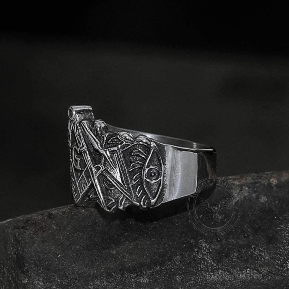 Classic Masonic Symbol Stainless Steel Freemason Ring