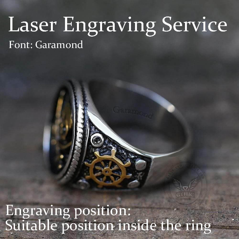 Anillo de calavera pirata retro de acero inoxidable