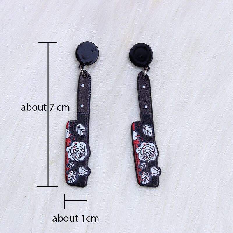 Pendientes colgantes de cuchillo acrílico de Halloween