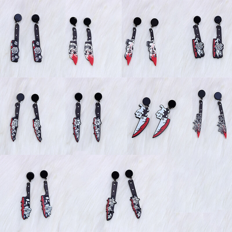 Pendientes colgantes de cuchillo acrílico de Halloween