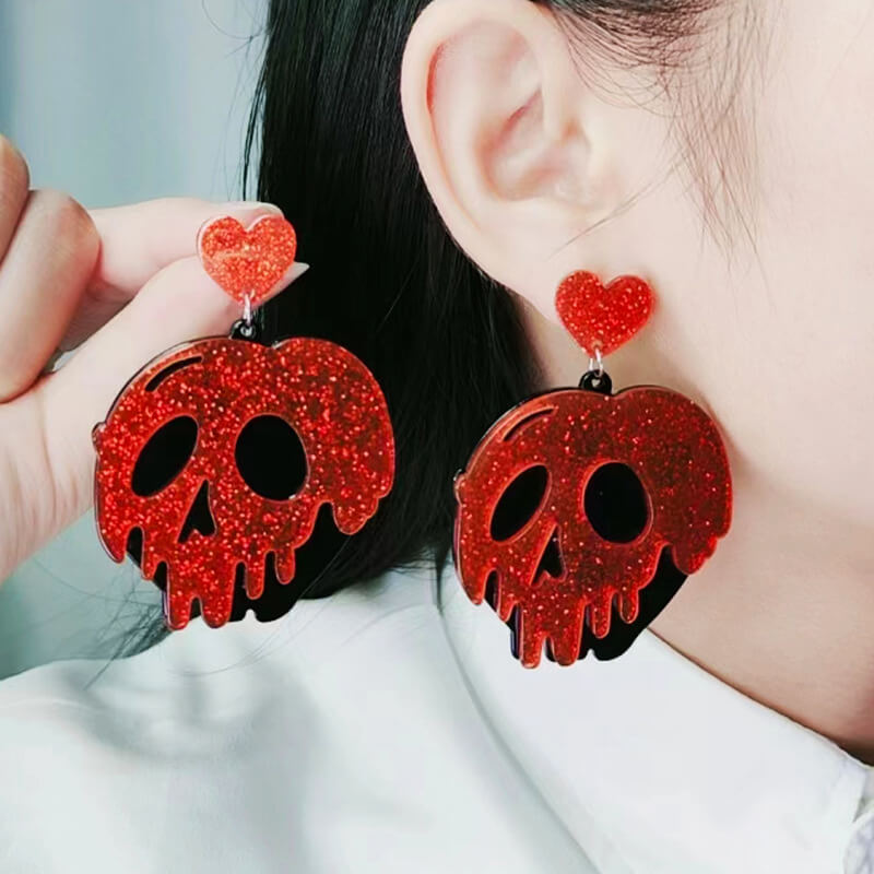 Pendientes acrílicos con diseño de calavera de Halloween