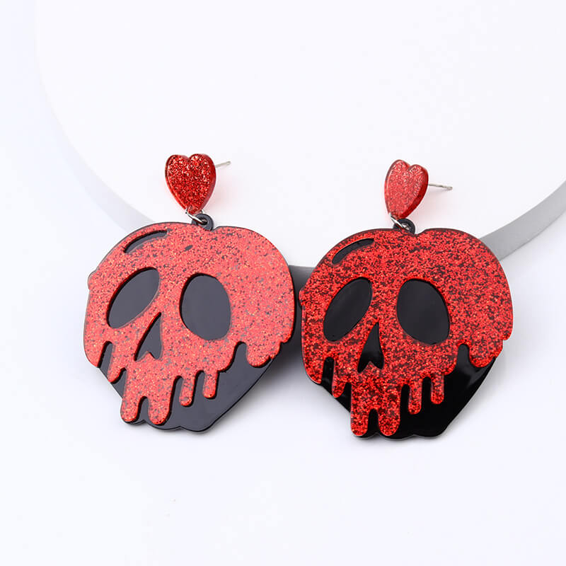 Pendientes acrílicos con diseño de calavera de Halloween
